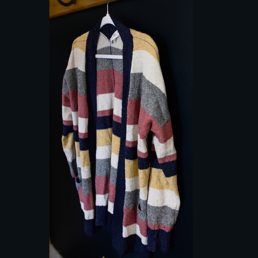Pink Rose Colorful Striped Cardigan